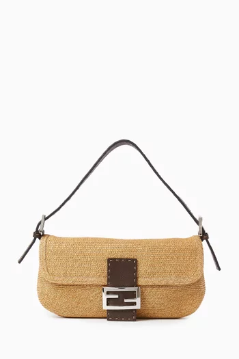 حقيبة كتف سيليريا مستطيلة من الألفينيات خوص