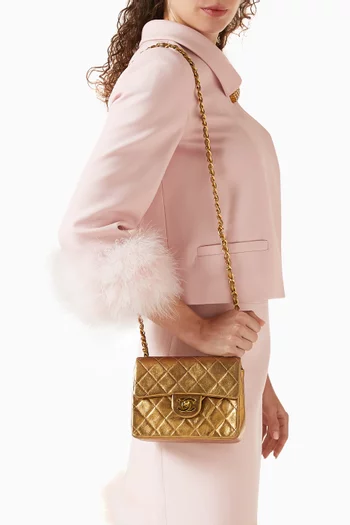 حقيبة ميني مربعة بغطاء قلاب من التسعينيات جلد ماعز