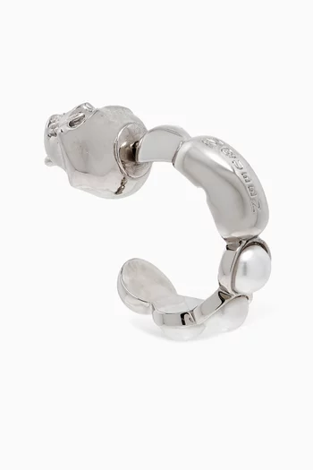 Skull & Pearl Single Earring in Brass