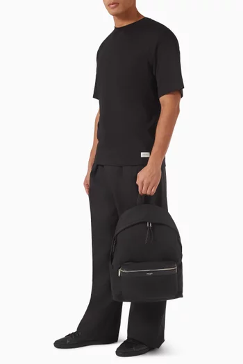 حقيبة ظهر سيتي قنب وجلد ونايلون