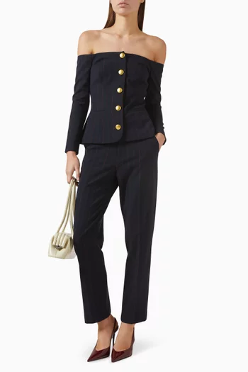 بنطال ريبيل بنقشة مخططة قماش بدل