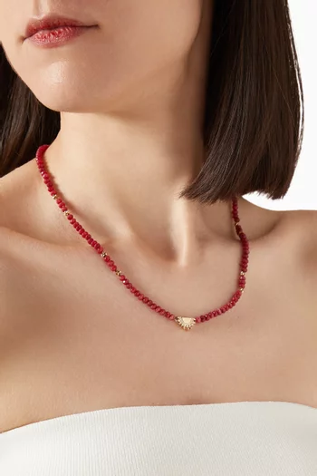 قلادة رقبة ماي سكاي بدلاية بشكل شمس مرصعة بالماس وأحجار اليشم ذهب عيار 18