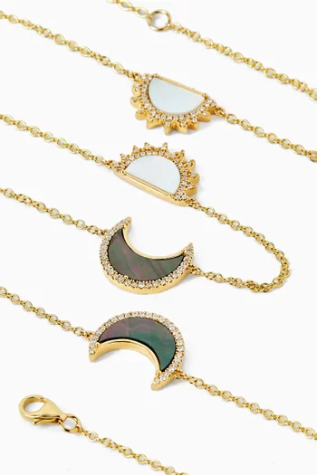 My Sky-Sun & Moon Diamonds & Mother of Pearl Necklace in 18kt Rose Gold