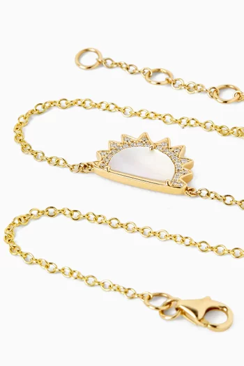 My Sky-Sun & Moon Diamonds & Mother of Pearl Bracelet in 18kt Gold