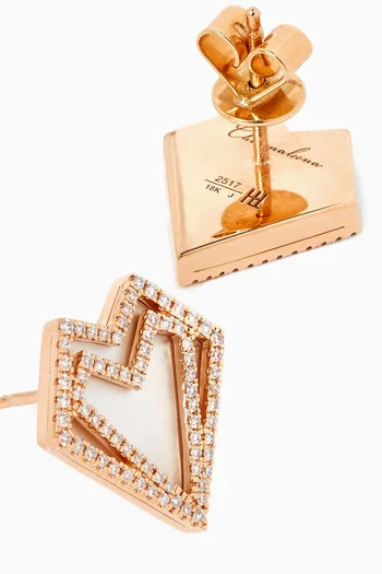 My Heart Diamond & Mother of Pearl Earrings in 18kt Rose Gold