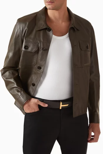 حزام بوجهين وحرف T الشهير جلد