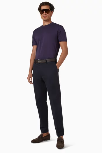 تي شيرت بفتحة رقبة مستديرة قطن ولايوسيل