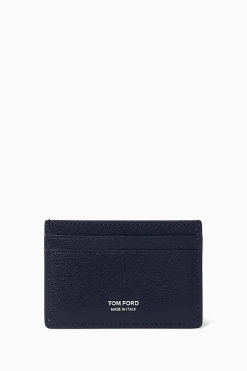 Elongated T Line Classic Card Holder in Grain Leather