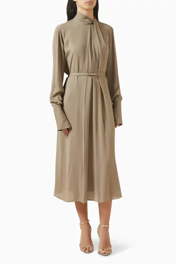 فستان بنمط قميص وحزام جورجيت