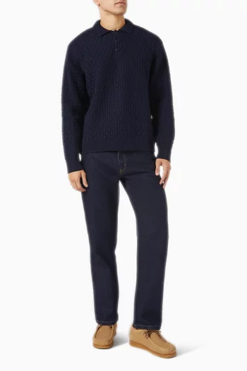 تي شيرت بولو باسكت ويف منسوج من القطن