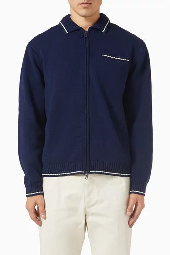 كارديغان جاردنر بسحّاب قماش قطن بنسيج كثيف