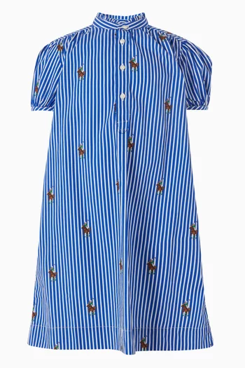 فستان بنمط قميص مخطط قطن