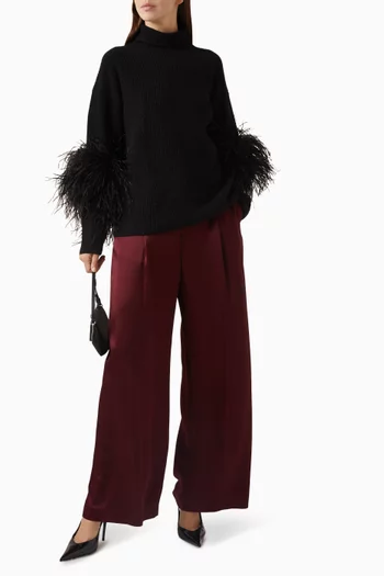 سترة مزينة بريش مزيج كشمير