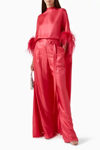 High-low Mockneck Top in Silk-twill