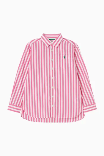 قميص مخطط بشعار الماركة قطن بوبلين