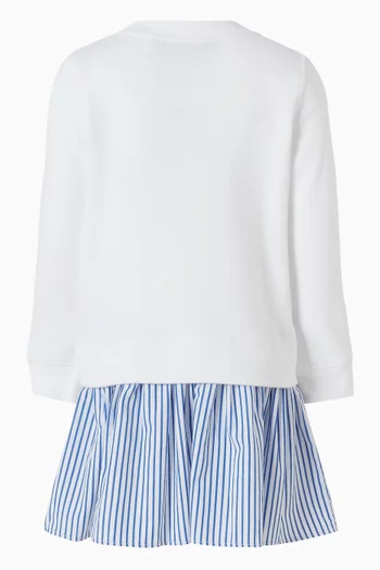 فستان بنمط تي شيرت بفتحة رقبة مستديرة مخططة قطن