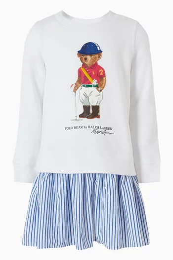 فستان بنمط تي شيرت بفتحة رقبة مستديرة مخططة قطن