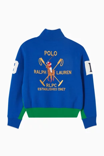 سويت شيرت بسحّاب قصير وطبعة 