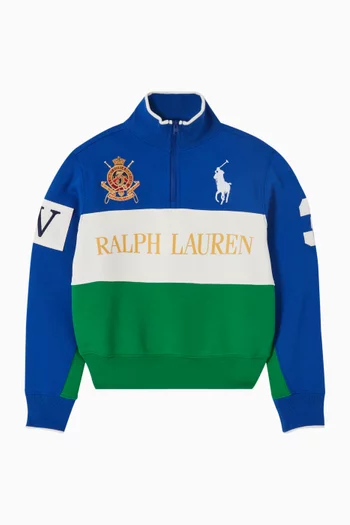 سويت شيرت بسحّاب قصير وطبعة 