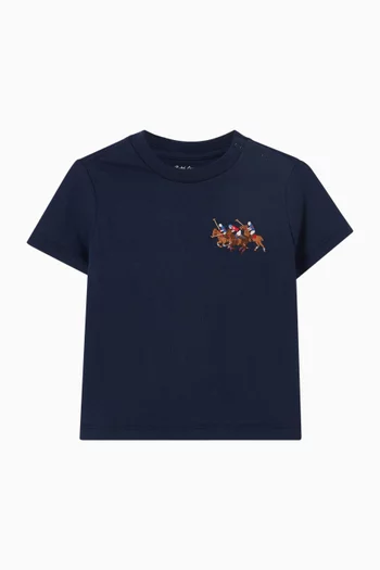 تي شيرت مطرز بشعار الماركة قطن