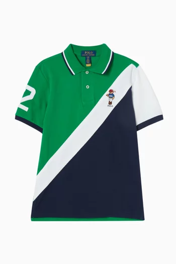 Colour-block Polo T-shirt in Knit