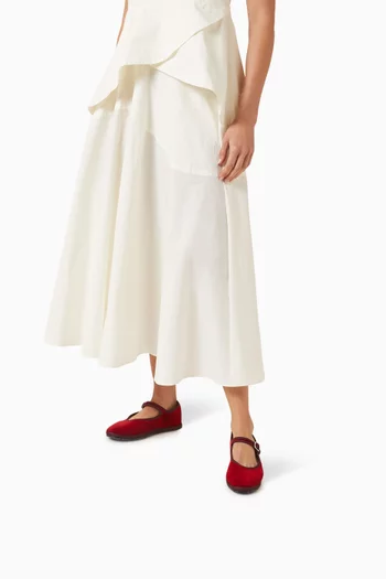 MARY JANE UPPER COTTON VELVET WITH LINING COTTON WITH STRAP AND IRON BUCKLE DETAIL AND RUBBER SOLE:Red:41|219077667