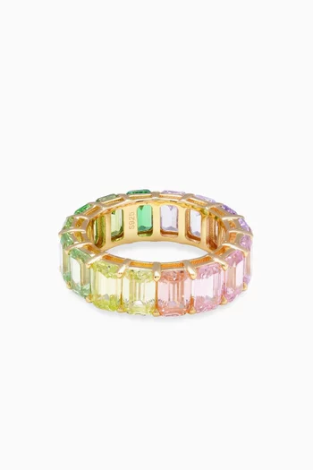 Cotton Candy Baguette Ring in 18kt Gold-plated Silver
