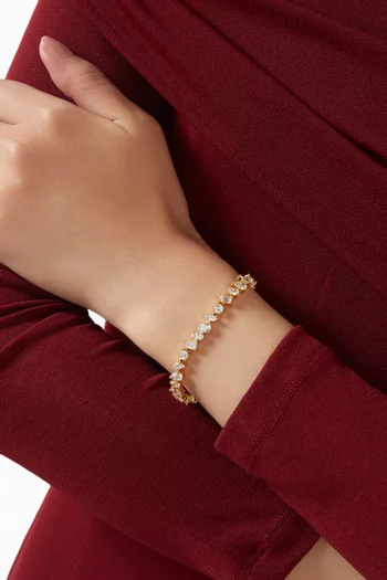Irregular Tennis Bracelet in 18kt Gold-plated Brass