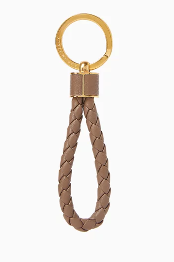 Key Ring in Intrecciato Leather