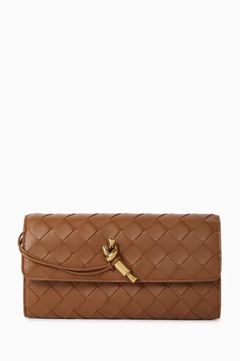 محفظة أنديامو كبيرة بغطاء قلاب جلد مجدول