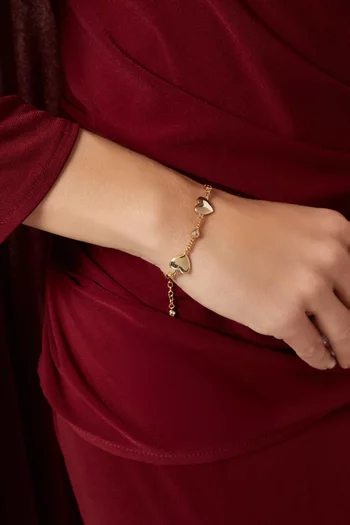 سوار بحلقات سميكة مرصعة بالكريستال وحلي على شكل قلب معدن مطلي بالذهب عيار 18‏