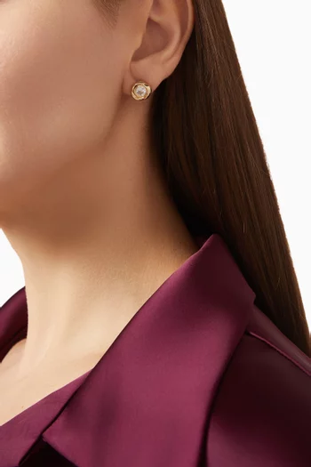 أقراط كارلو مرصعة بالكريستال معدن مطلي ذهب عيار 18