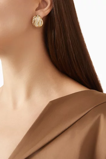 أقراط تويرتي مرصعة بالكريستال معدن مطلي ذهب عيار 18