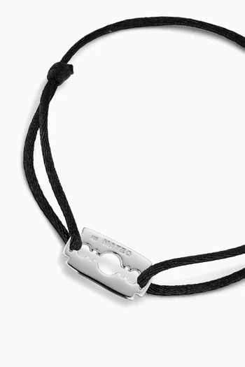 Razor Blade Cord Bracelet in Sterling Silver