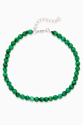 Malachite Beaded Bracelet in Sterling Silver