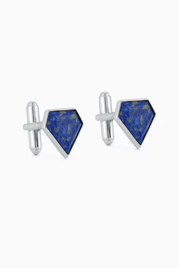 Lapis Pentagon Cufflinks in Sterling Silver