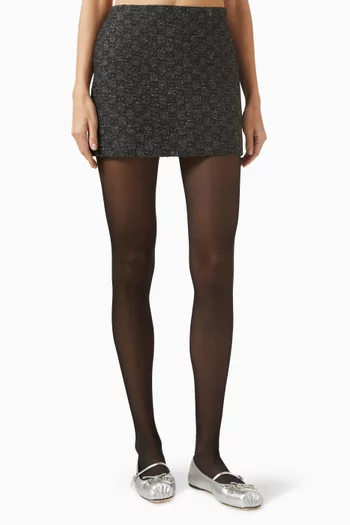 تنورة قصيرة صوف تويد بوتوني بنقشة GG