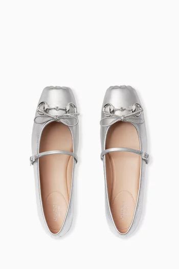 Horsebit Ballet Flats in Metallic Leather