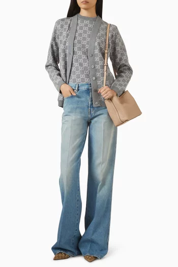 بنطال جينز بقصة واسعة دينم بلون باهت