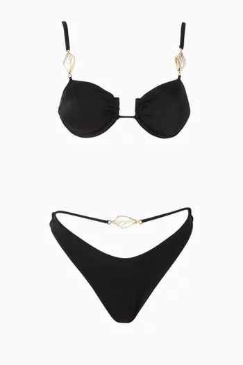 Shell-embellished Underwired Bikini Set