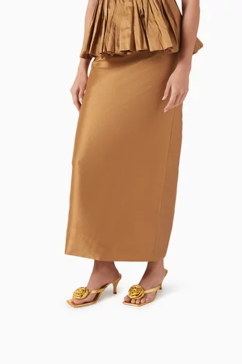 حذاء فلور مفتوح بسيرين وكعب 70 مم جلد