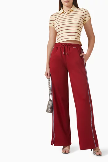 تي شيرت بقصة قصيرة بنقشة مخططة قطن