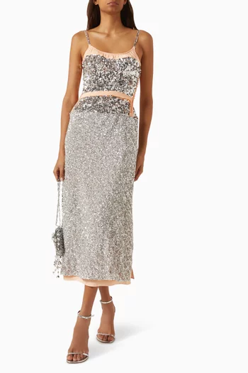 Sequin-embellished Dress in Chiffon