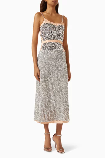Sequin-embellished Dress in Chiffon