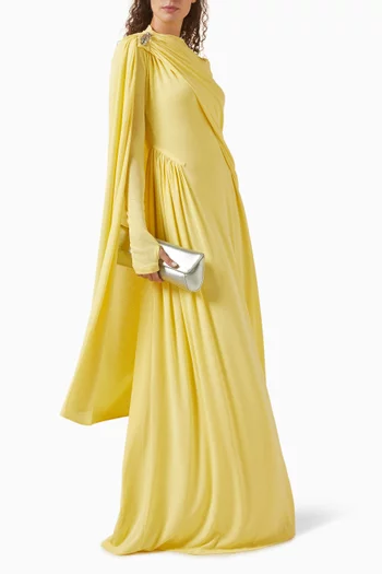 Embellished Cape Maxi Dress