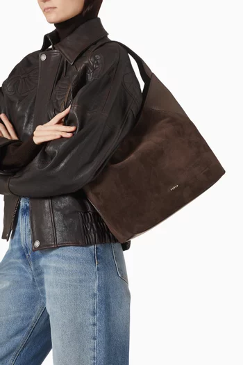 حقيبة كتف لارا متوسطة شمواه وجلد