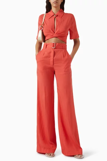 Belted Wide-leg Pants