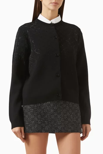 Crystal-embellished Cardigan in Fine Wool