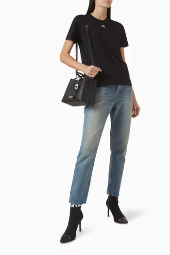 تي شيرت مطرز بحروف شعار الماركة قطن وجيرسيه