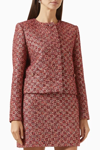 جاكيت بجيوب خارجية تويد بنقشة GG 